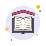 a logo of a book